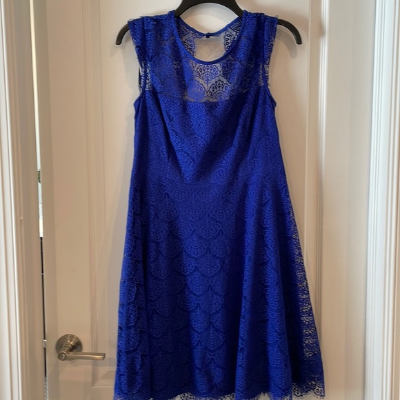 navy blue silk dress with lace Lace V-neckline Navy Blue Evening Dress with Satin Skirt – loveangeldress main image 0